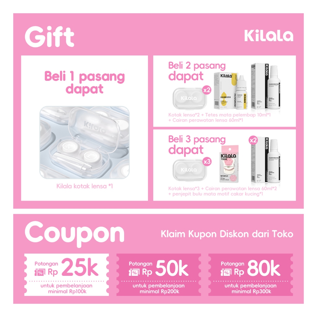 Kilala #Gallon Grey Lensa Kontak Mata Warna, Lensa Kontak Minus untuk Penggunaan 6 Bulan, Dikirim