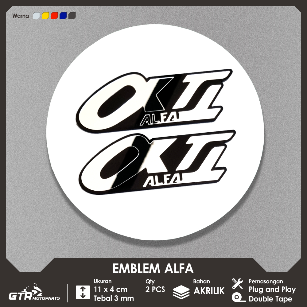 GTR Emblem Alfa 2 PCS Timbul 3D Logo Aksesoris Emblem Yamaha Alfa