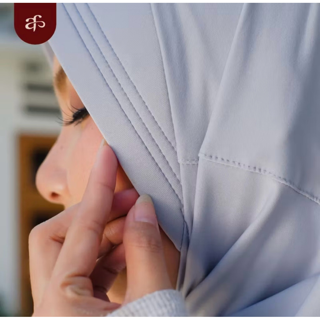 Jilbab Sport Oval/Bergo Sport Jersey Pet 2 Garis