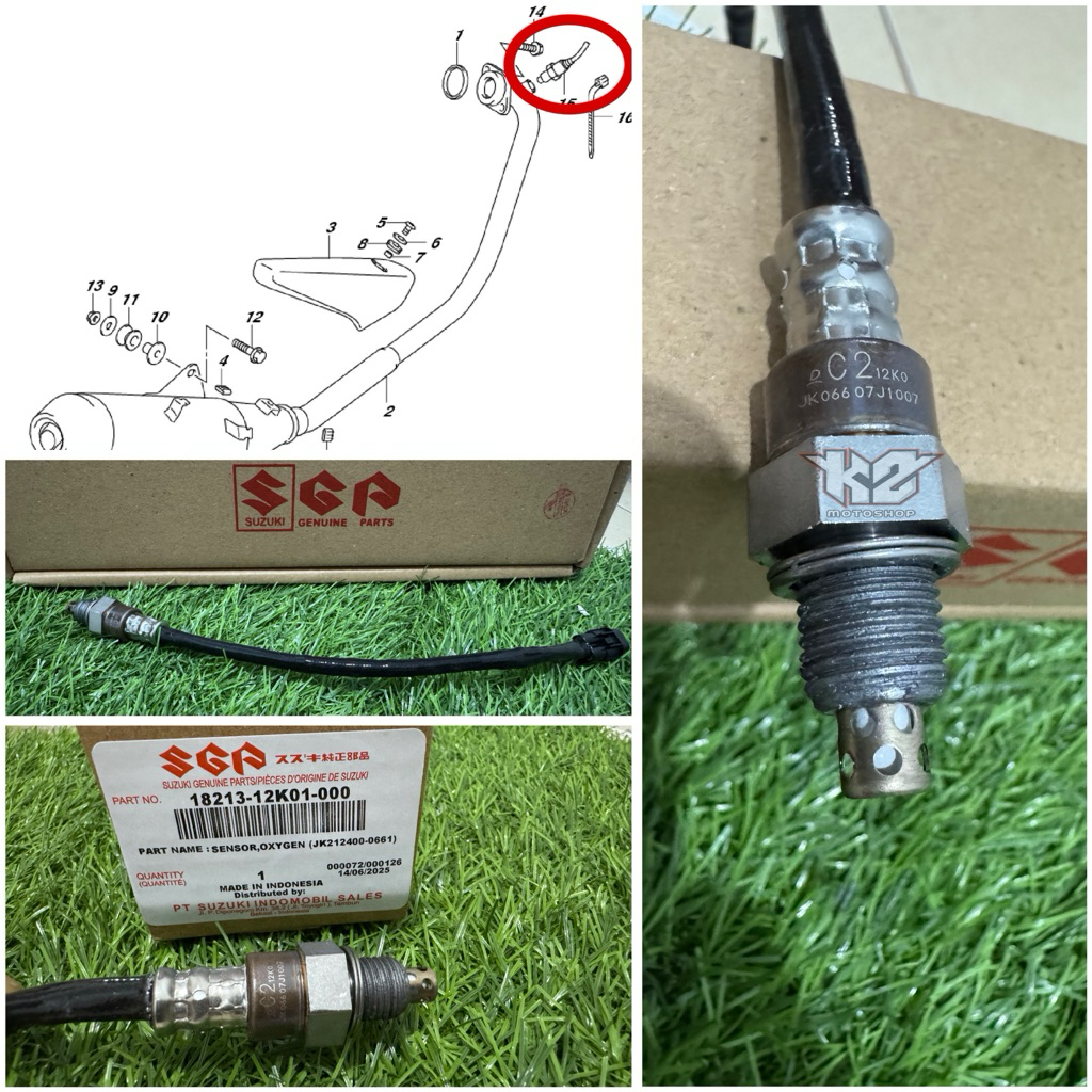 Sensor O2 Sensor Oksigen Sensor Knalpot Satria Fu Injeksi O2 GSX R S Bandit Original Kode 12K