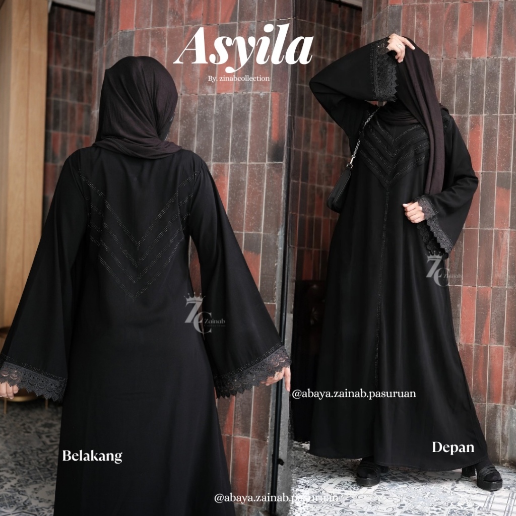 ( SPECIAL PAY DAY SALE ) ASYILA BLACK ABAYA BY ZAINAB COLLECTION