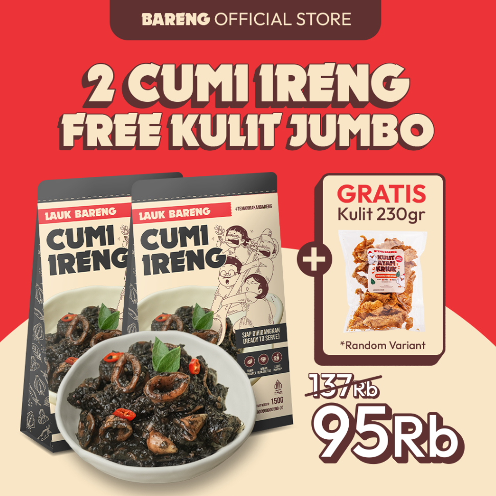 

[EXCLUSIVE BUY 2 GET 3 ON LIVE] Lahap Bareng - 2 Cumi Ireng + FREE Kulit Besar 230gr Variant Random