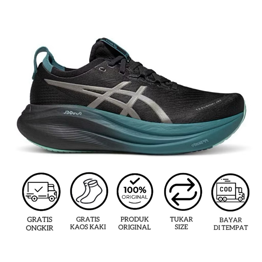 Sepatu Lari Asics Gel Nimbus 27 Lite Show CN Black Teal