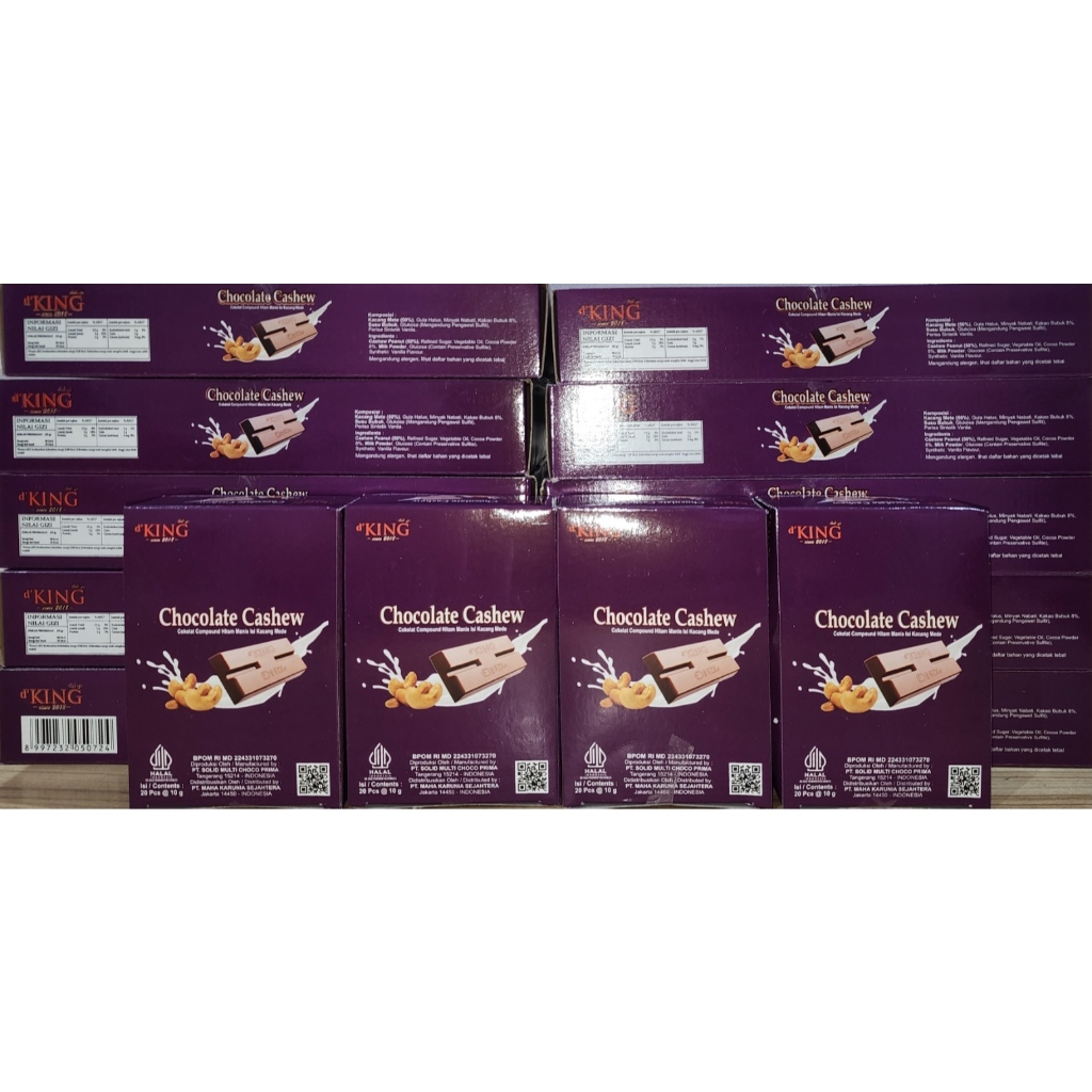 

D'King Cokelat Cashew 30 kotak (1 Kotak isi 4 Packs)