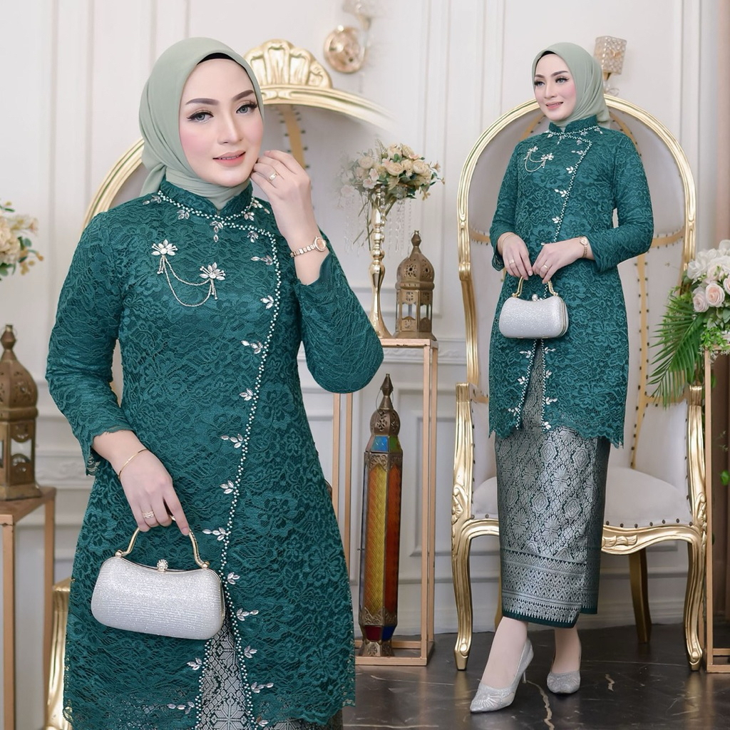 Set Janggan Tunik Brokat - Kebaya Modern One Set - Kebaya Wisuda - Kebaya Wanita Elegan - Kebaya Jan