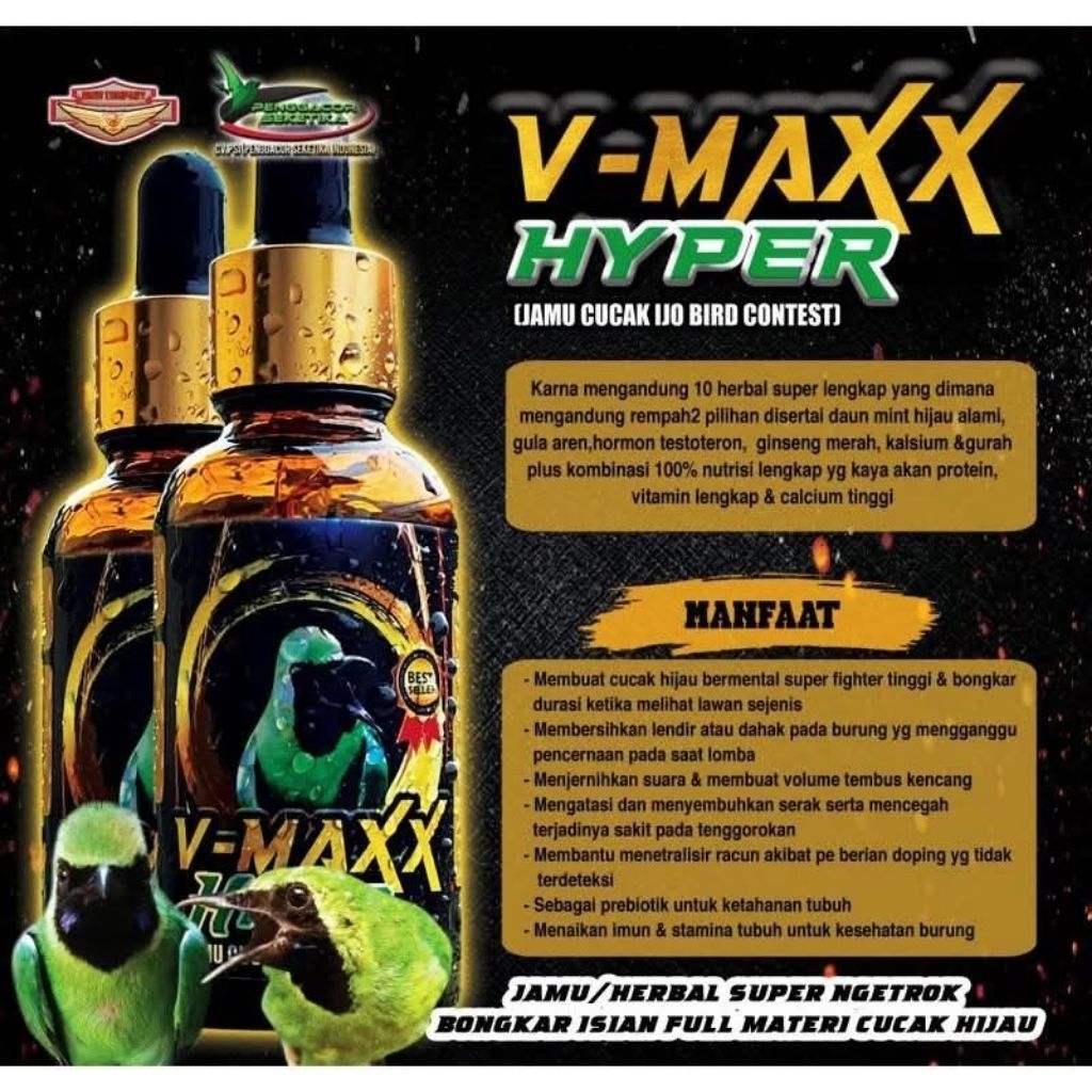 VMAXX HYPER CUCAK IJO vitamin burung cucak ijo doping burung cucak metabolisme burung dosis tinggi
