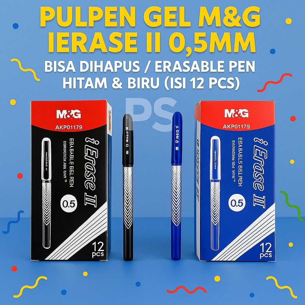 

Pulpen Gel M&G iErase II 0.5mm – Bisa Dihapus / Erasable Pen – Hitam & Biru (Isi 12 pcs)