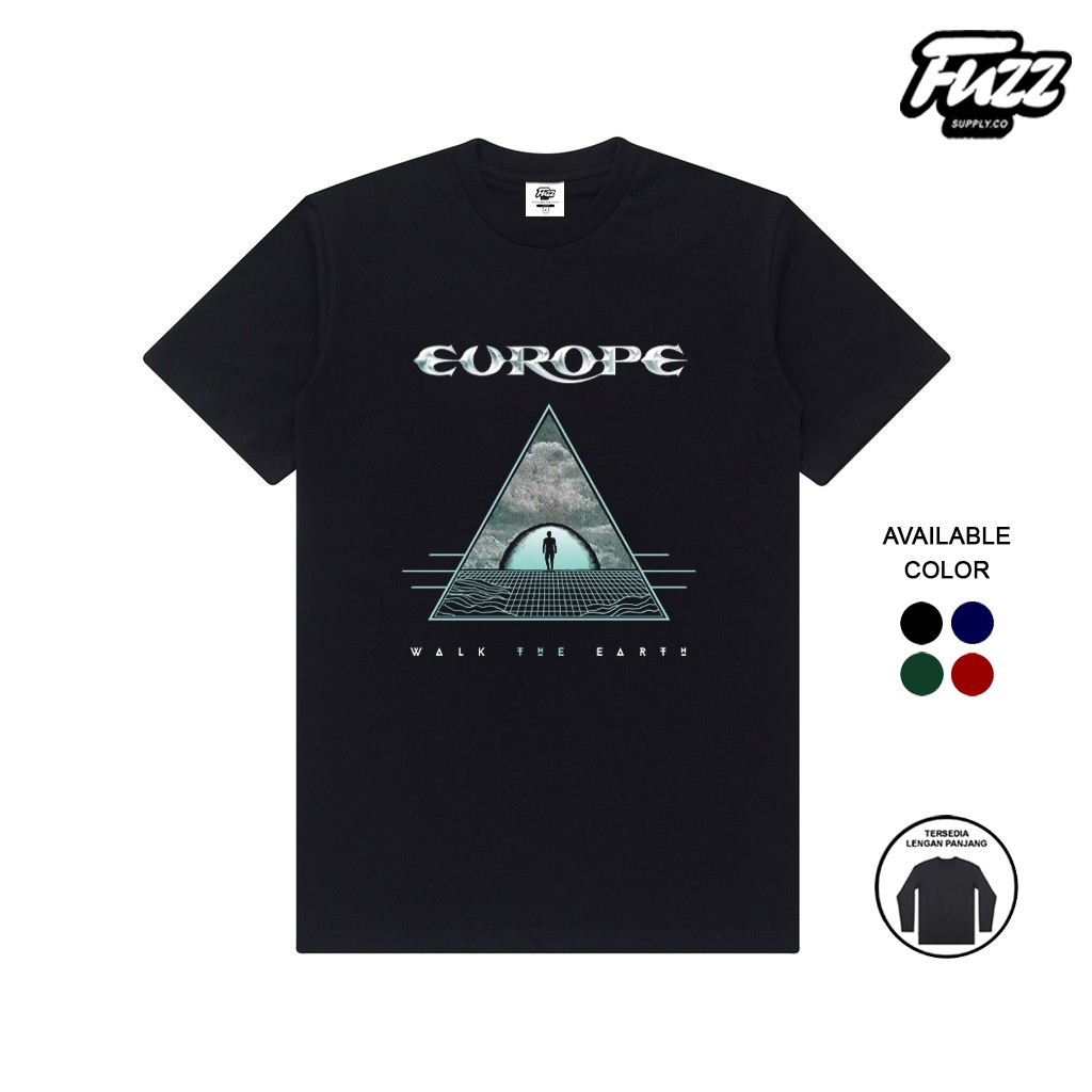 Fuzz Kaos Band Europe Walk The Earth Tshirt Baju Musik Rock Metal Pria Dan Wanita