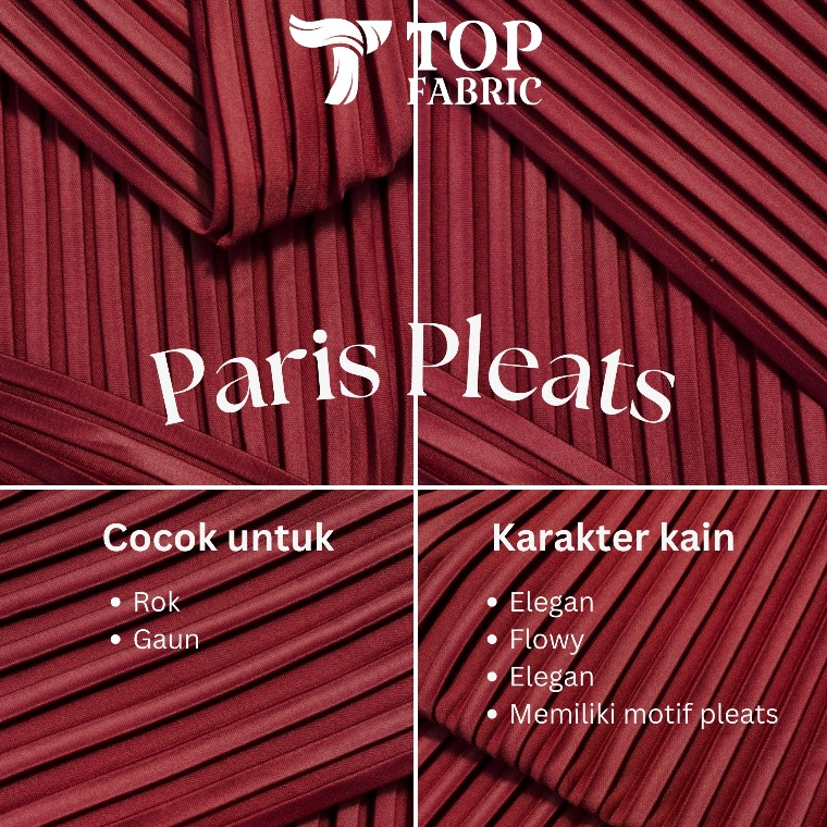 Kain Paris Pleats Kain Pleats Ringan Flowy Gaun Rok Blouse Elegan 0.5 Meter