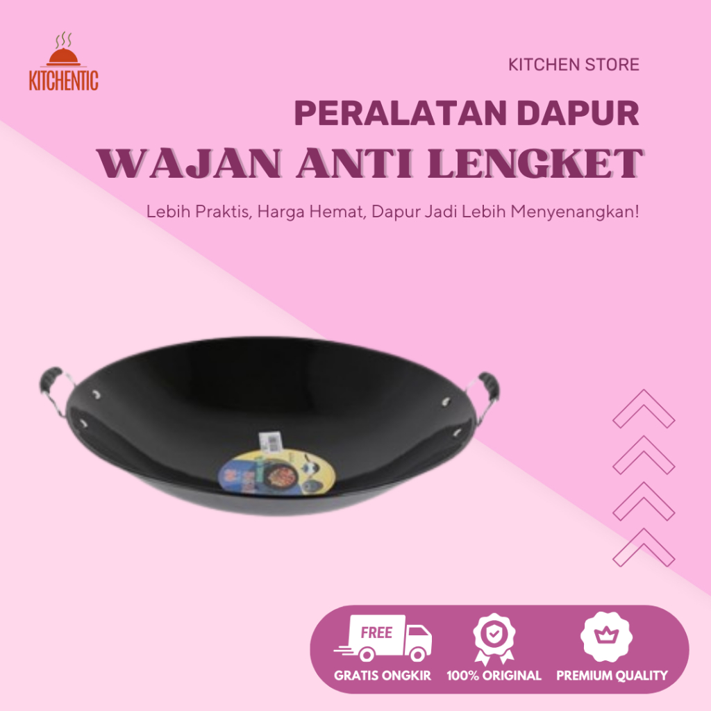 KitchenTic - Wajan Besi Enamel Wajan Penggorengan Wajan Tebal Wajan Anti-Lengket