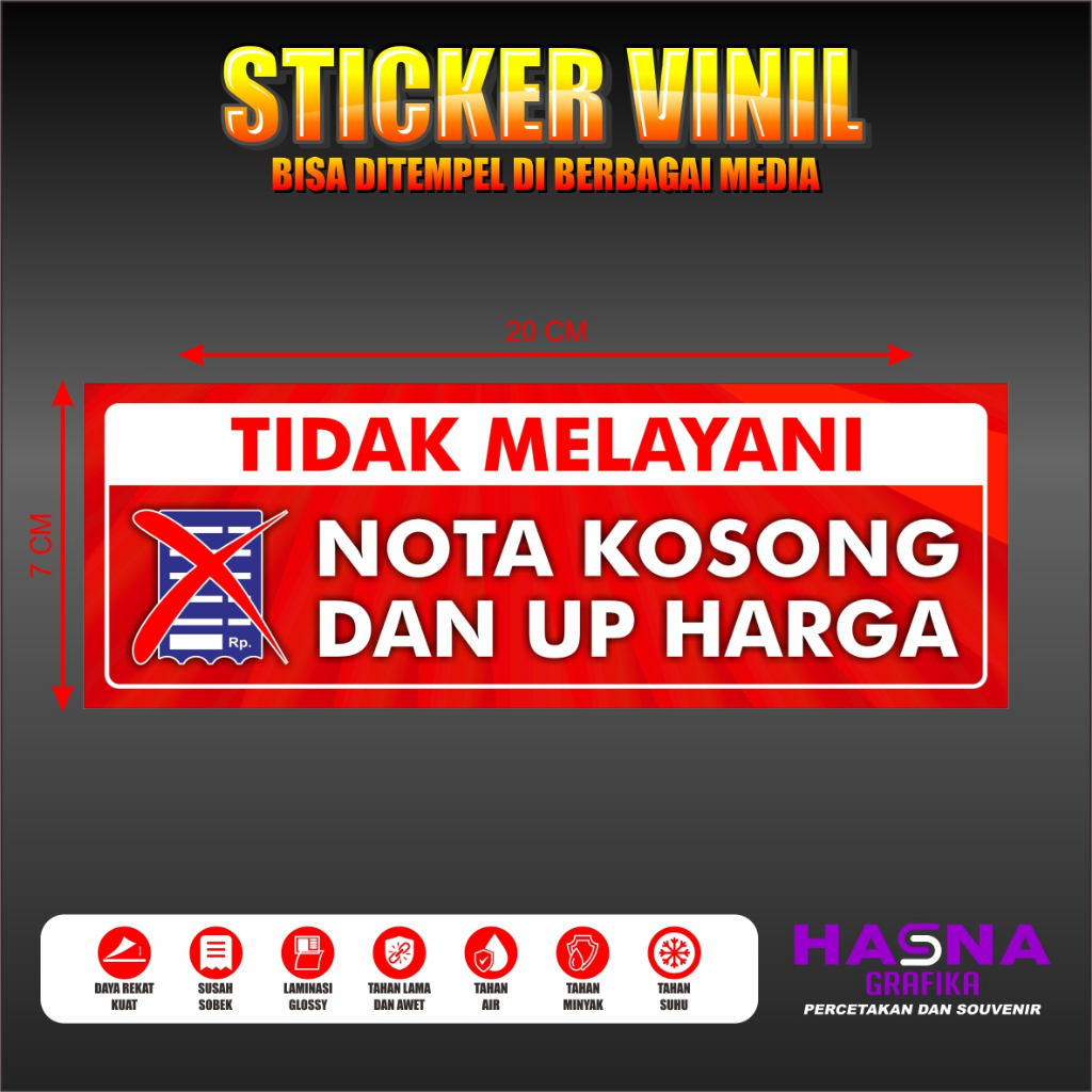 

STIKER TIDAK MELAYANI NOTA KOSONG ATAU MARK UP HARGA / STIKER TOKO / STIKER KANTOR