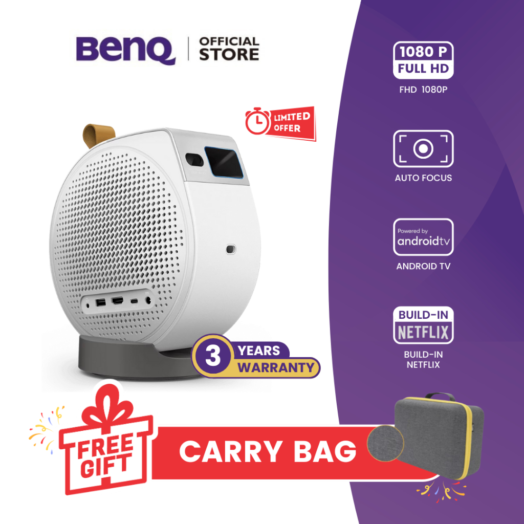 [FREE BAG] BenQ GV50 1080p Laser Portable Ceiling Projector with Tripod Base | Rotating Angle Projec