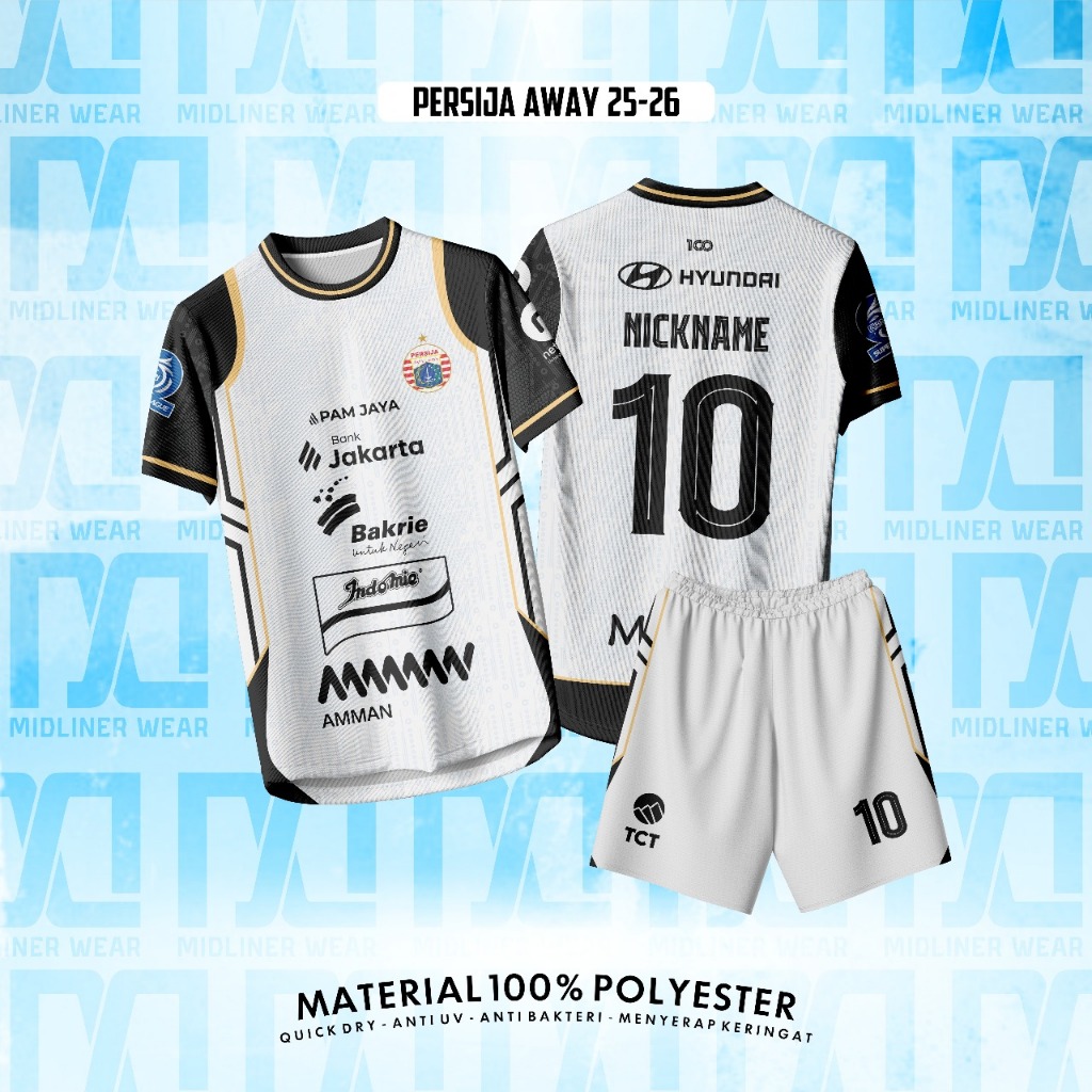 Jersey Bola Anak & Dewasa PERSIJA AWAY 25/26 Dryfit – Setelan/Atasan Lengan Pendek Panjang Gratis Cu