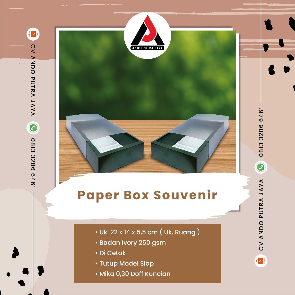 

Box Souvenir Di Cetak Uk. 22 x 14 x 5.5 Hijau Slop Doff ( 0.30 )