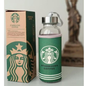 Botol Minum Kaca Starbucks/ Tumbler Starbucks 300 ml/ Botol kaca Sarung Starbucks