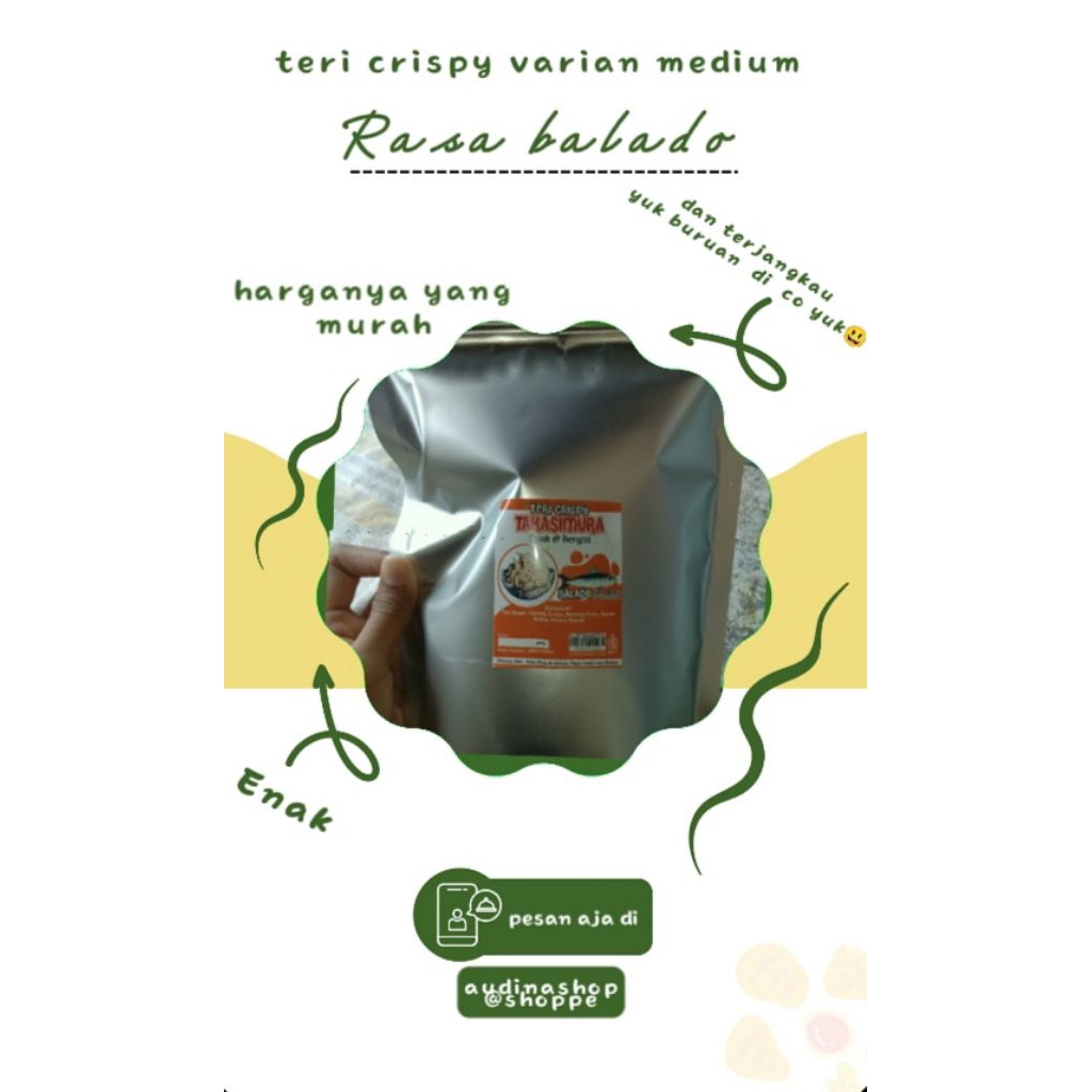 

ikan teri rasa balado bumbu baladonya melimpah banget cocok buat yang gak suka pedas