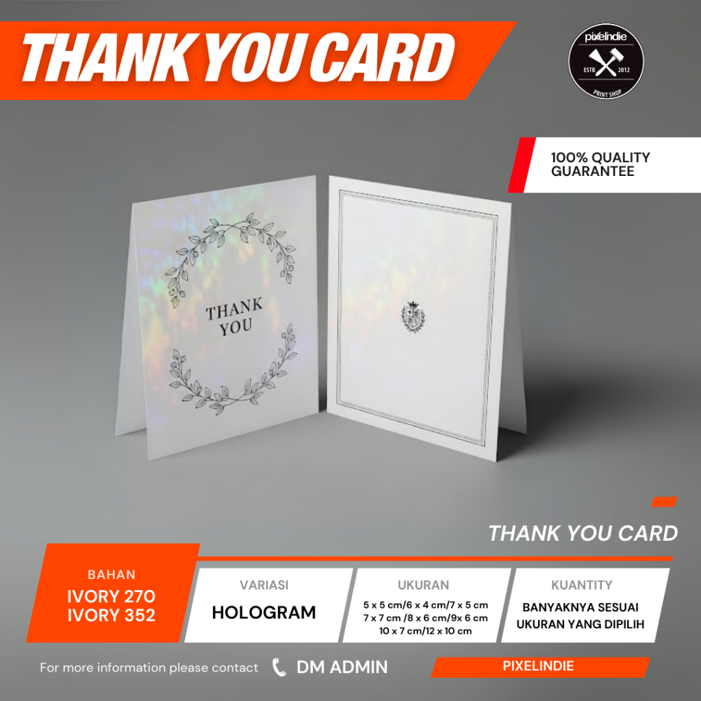 

Cetak Thank You Card Premium | Ivory 270 & 352 gsm | Custom Desain Full Color
