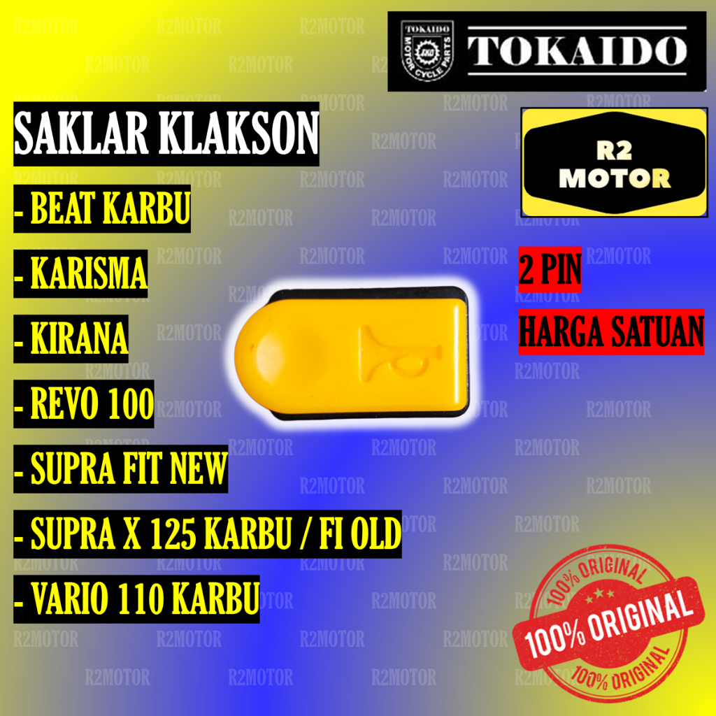 TKD TOMBOL SAKLAR KLAKSON 2 TITIK PIN BEAT BLADE REVO SCOOPY SPACY STYLO SUPRA GTR X 125 HELM IN VAR