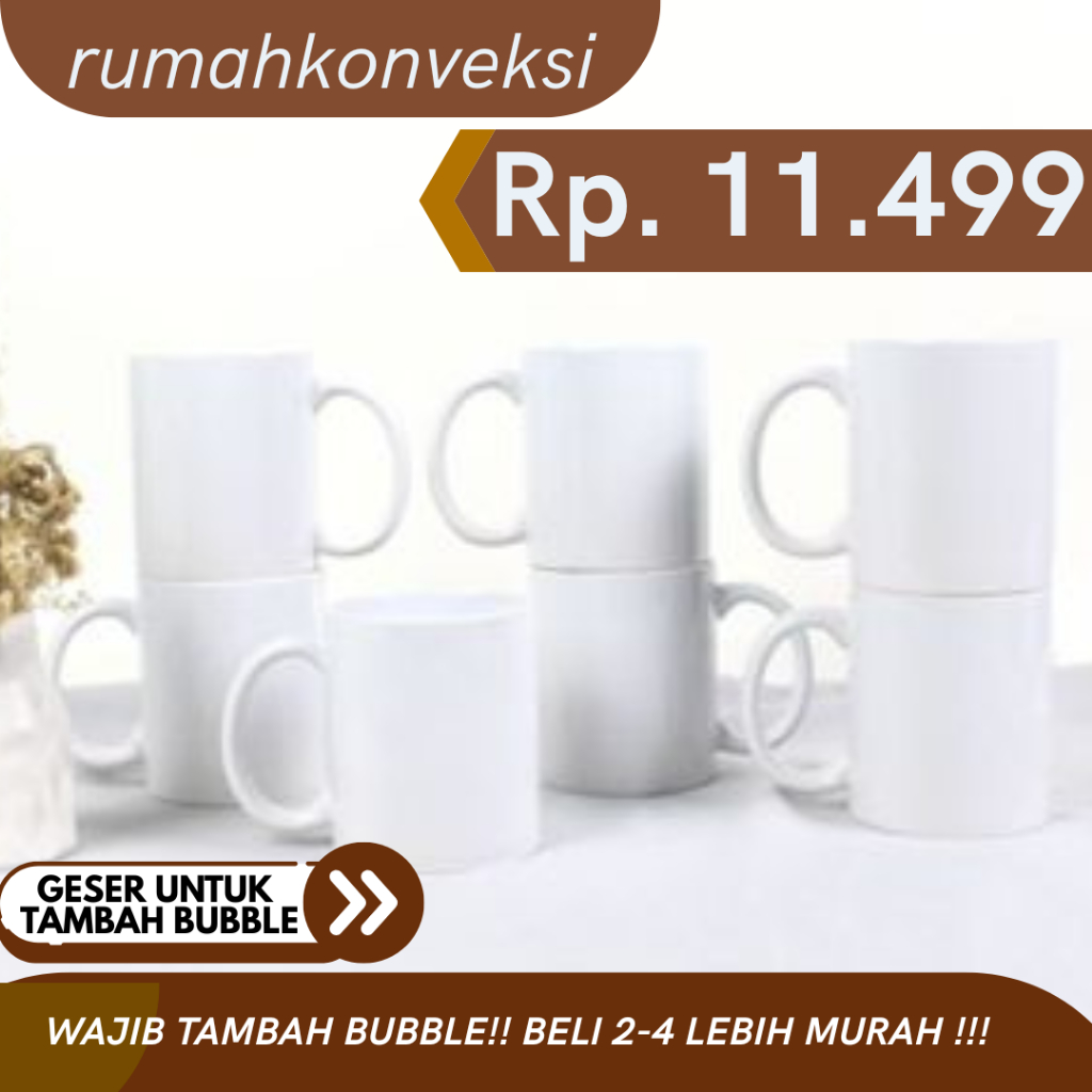 Mug Putih Import 11 Oz Siap Press (Gelas Polos Coating Sublim Sablon Custom Siap Press)