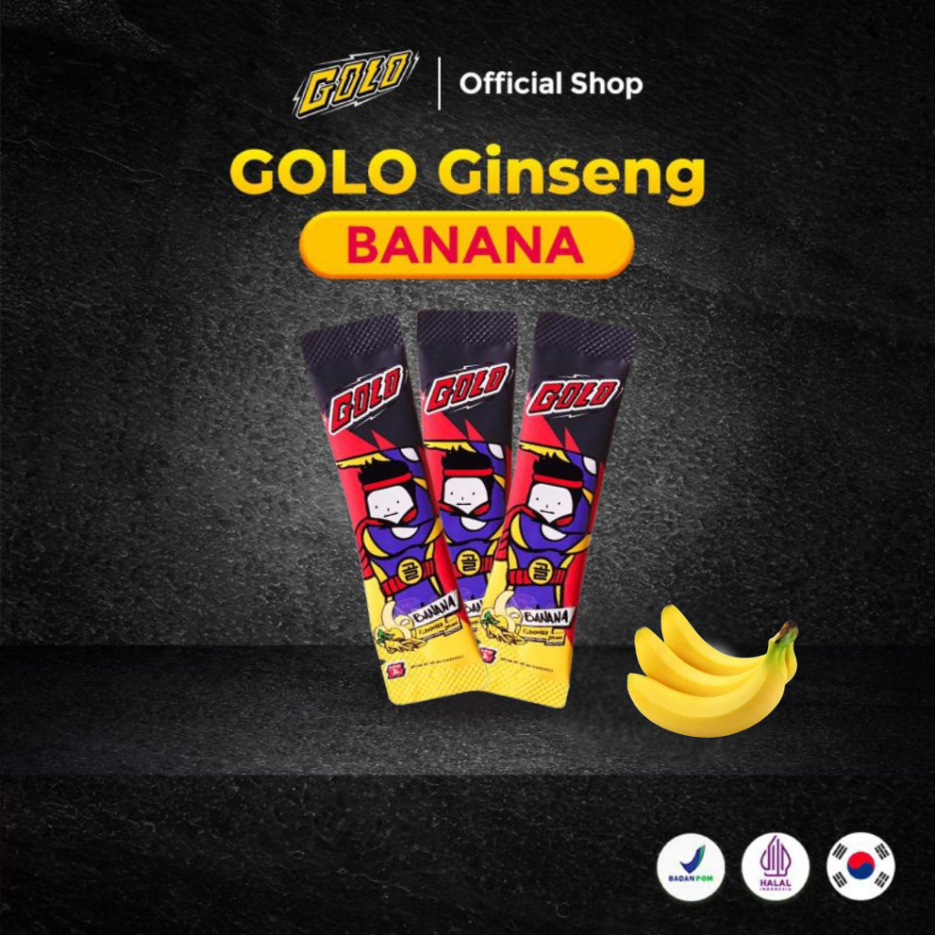 GOLO Ginseng Botanical Banana – Minuman Botanical Rasa Pisang – 3 Sachet