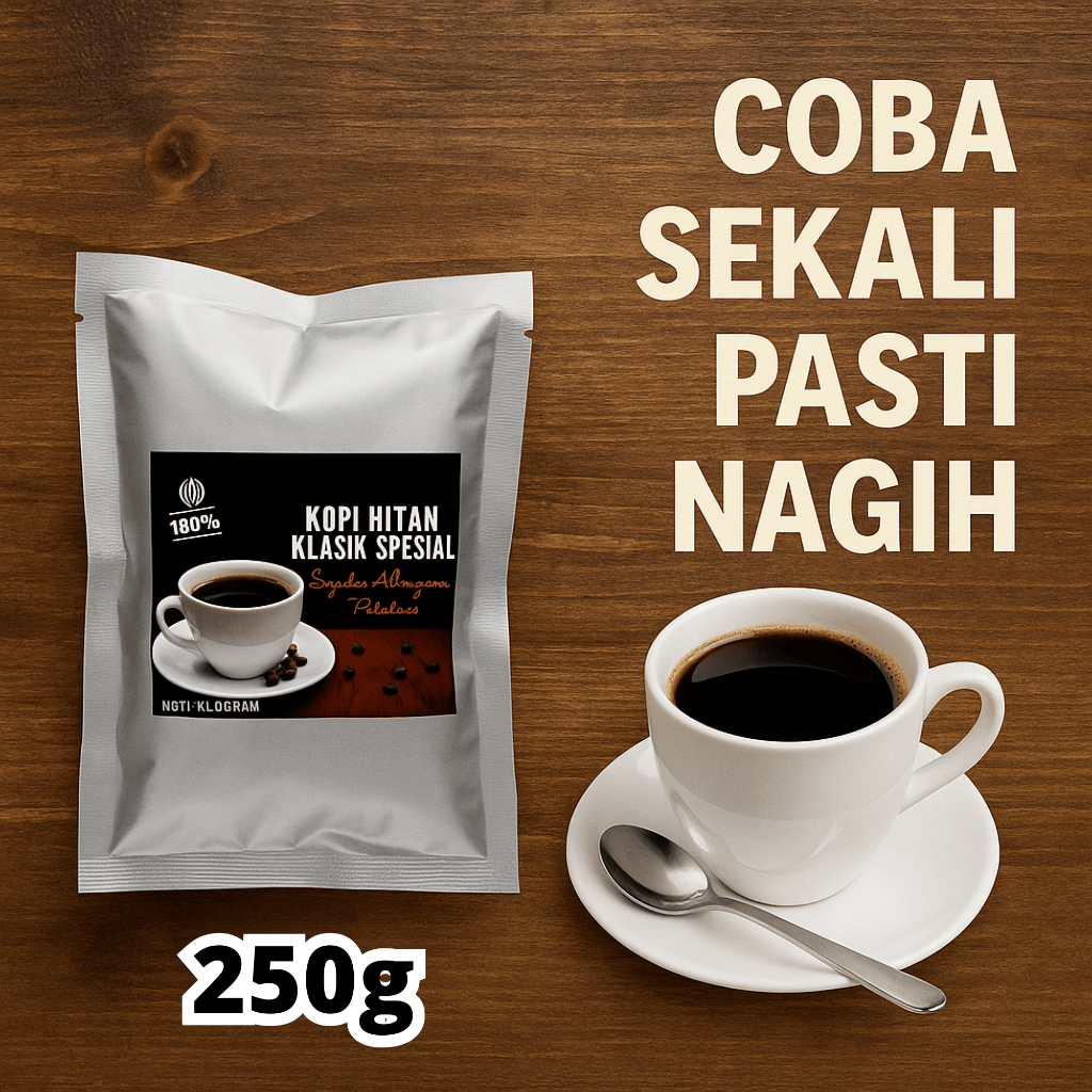 

Kopi Bubuk Hitam Robusta Tubruk Spesial Instan Coffee