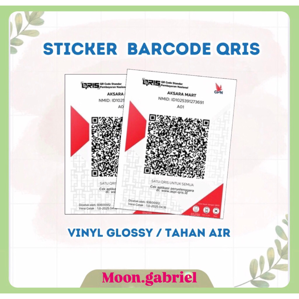 

Custom Qris merchand / print sticker qris vinyl glossy waterproof / cetak stiker qris dana shopeepay gopay all Bank