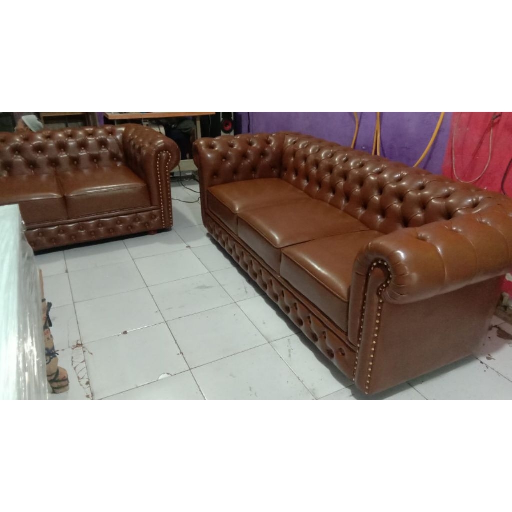 Sofa Chesterfield/Sofa mewah/Sofa seribu kancing/Sofa klasik