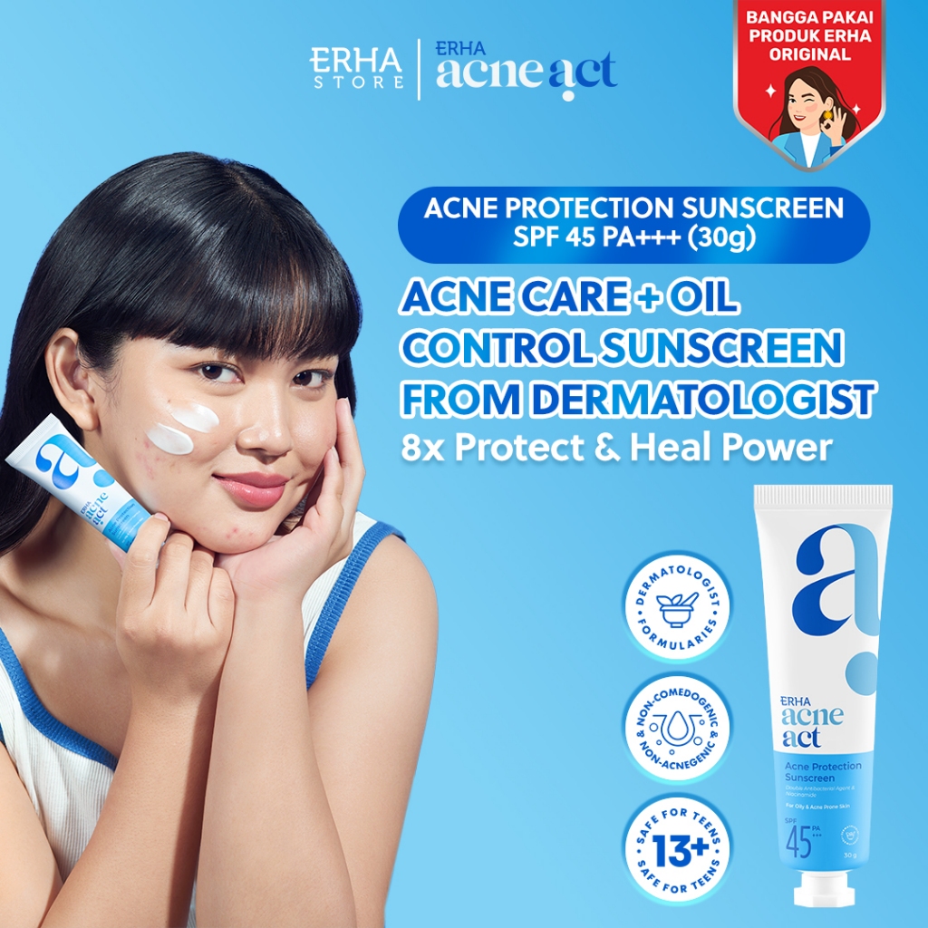 ERHA Acneact Acne Protection & Oil Control Sunscreen SPF 45+++ 30 g Sunscreen Jerawat Niacinamide
