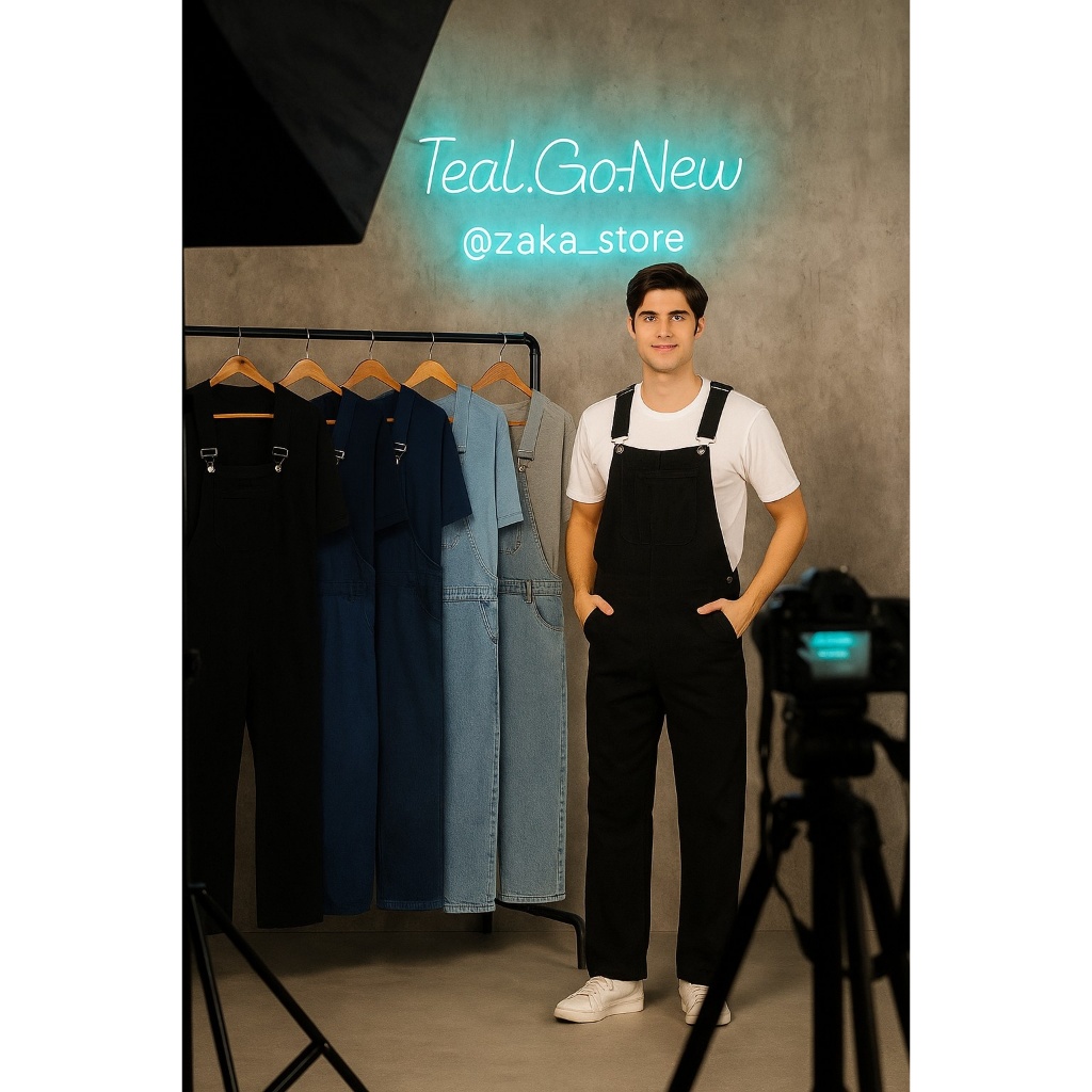 COD Jumpsuit Overall Jeans Wearpack Pria Dewasa Casual Hitam bahan kualitas Premium Termurah