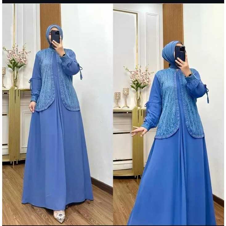 Dress kondangan muslimah gamis brukat terbaru gaun kondangan wanita muslim