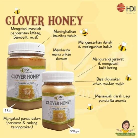 

madu clover hdi kemasan 250 gr / 500gr / 1 kg + permen proliz lozenges 100% original