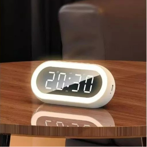 Jam Digital LED Minimalis Alarm Smart Clock Speaker Bluetooth Radio FM Jam Meja Lampu Kamar Tidur