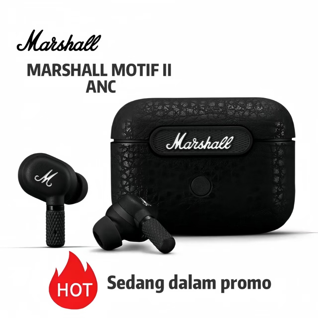 100% Original Marshall MOTIF ANC Earphone Gaming & Musik Anti Bising Tahan Air, Baterai Awet