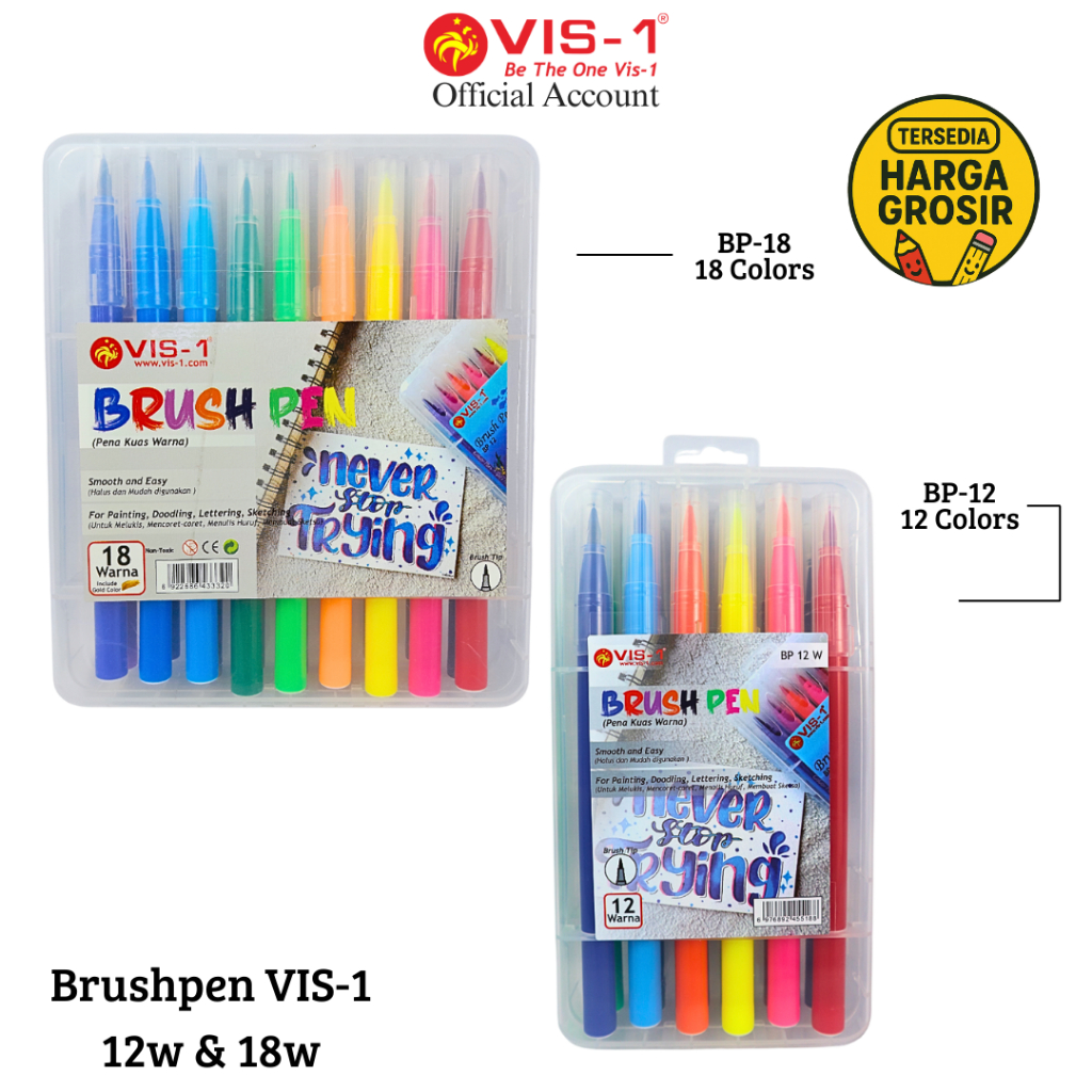 

VIS-1 - Color Brush Pen / Pulpen Kuas Warna / Brushpen Watercolor Set