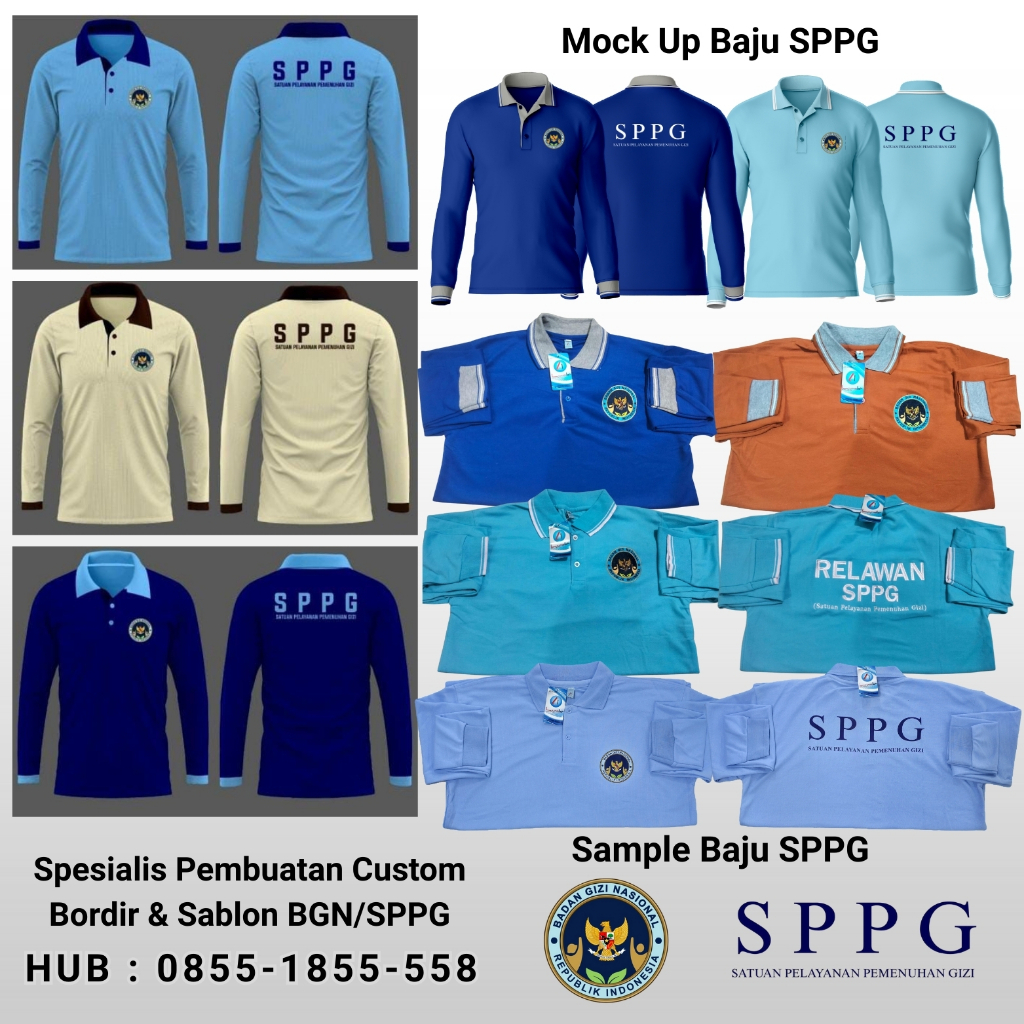 Custom BGN SPPG terima Sablon / Bordir