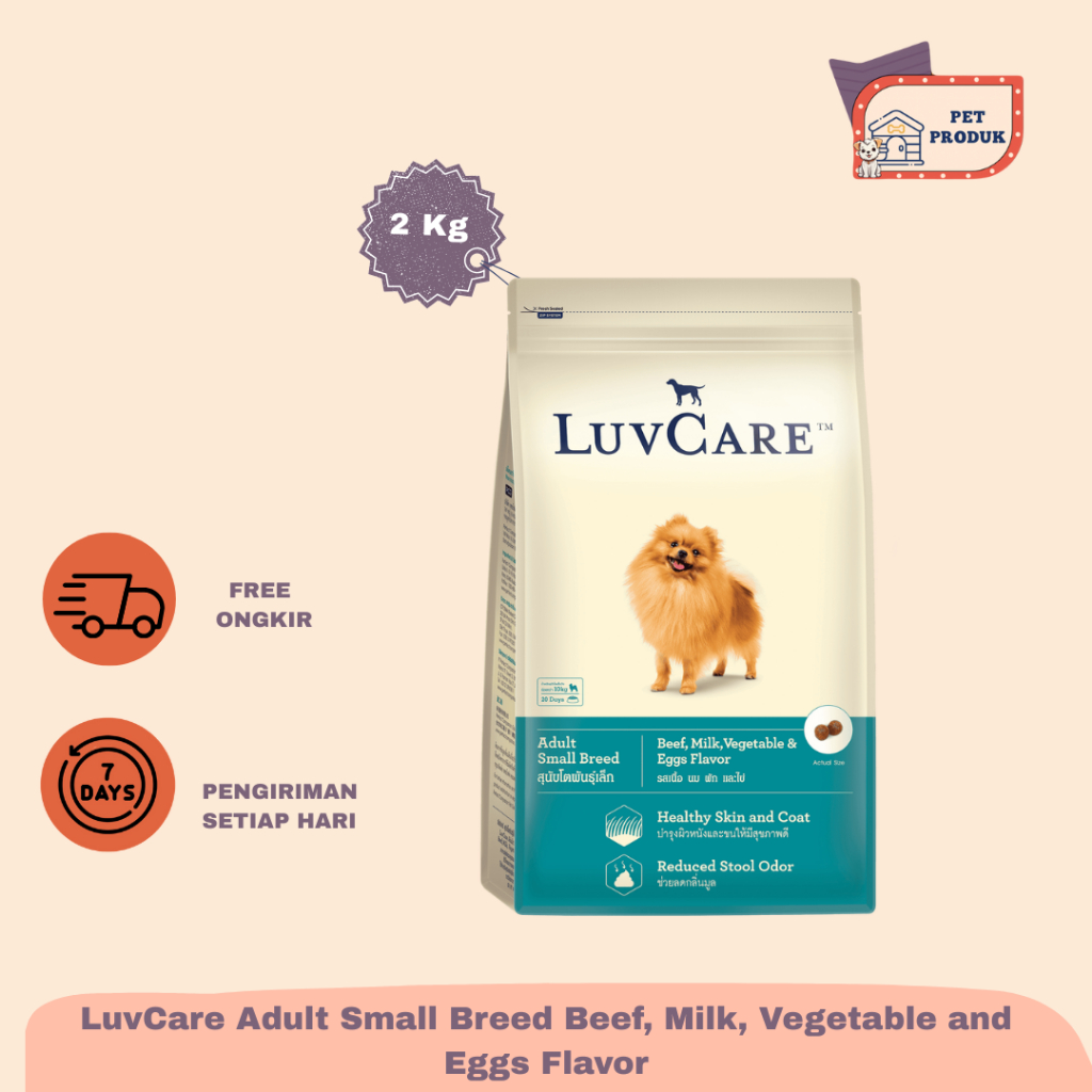 LuvCare Adult Small Breed Beef, Milk, Vegetable and Eggs Flavor |Dry Food 2Kg
