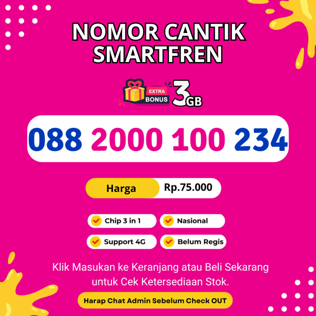Nomor Cantik  Smartfren Seri Ratus Ribu Murah- Kartu Perdana Smartfren Support 4G LTE BONUS KUOTA 3G