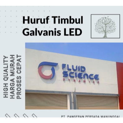 Signage Galvanis Timbul Non LED Huruf Timbul Galvanis Backlight