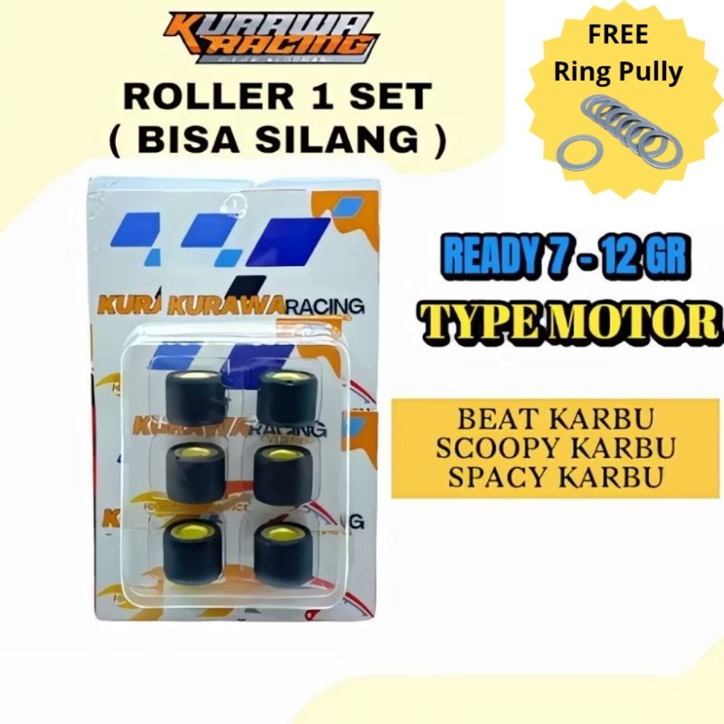 ROLLER 1SET (6PCS) KURAWA RACING (Beat Karbu/Scoopy Karbu/Spacy Karbu) | CVT