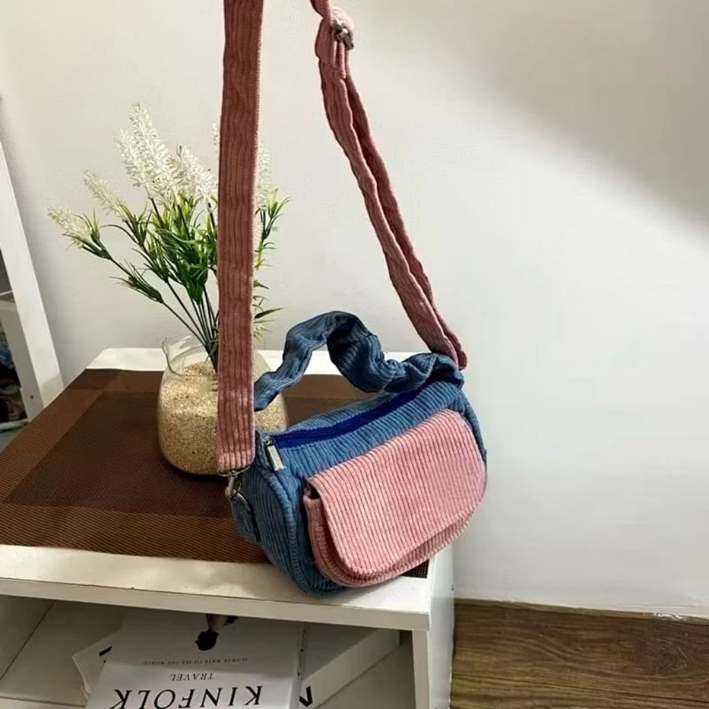 TAS SELEMPANG WANITA MINI WANKO | TAS WANITA CORDUROY | TAS SELEMPANG MINI