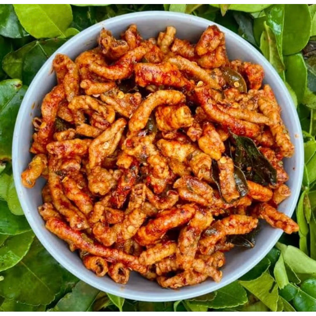 

Cemilan KERIPIK USUS DAUN JERUK Pedas