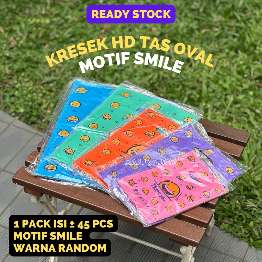 [PACK] Kantong Kresek HD Oval Motif Smile Warna ukuran 15 20 25 30 | Kantong Plastik emoji Kresek HD