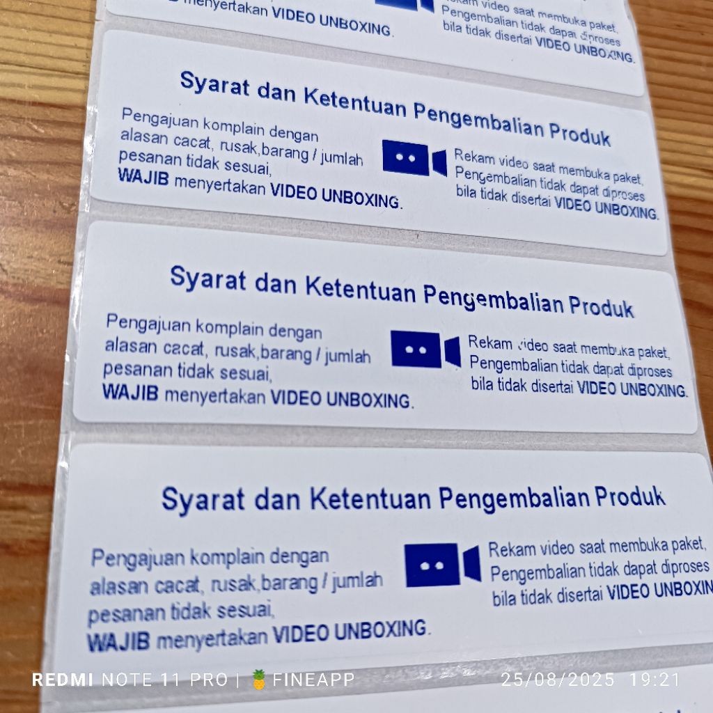 

Sticker Unboxing Retur Pengembalian Produk Petunjuk Penggunaan Custom Text