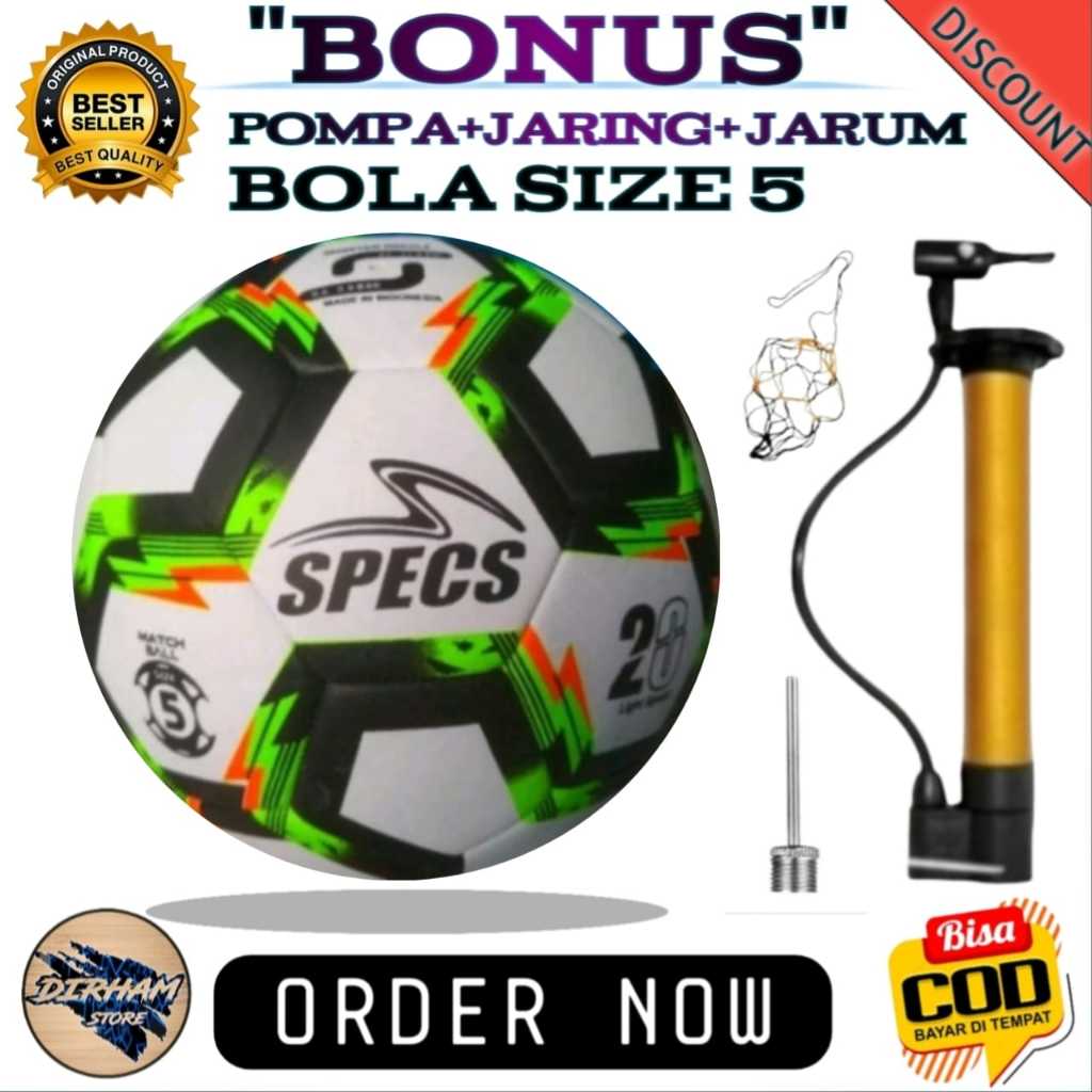 bola sepak SPECS premium original size 5 / bola sepak mini soccer turnament dewasa free alat pompa