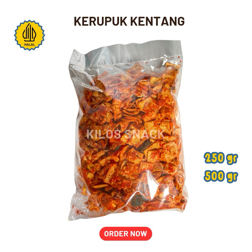 

kerupuk kentang balado pedas manis gurih kemasan 250g