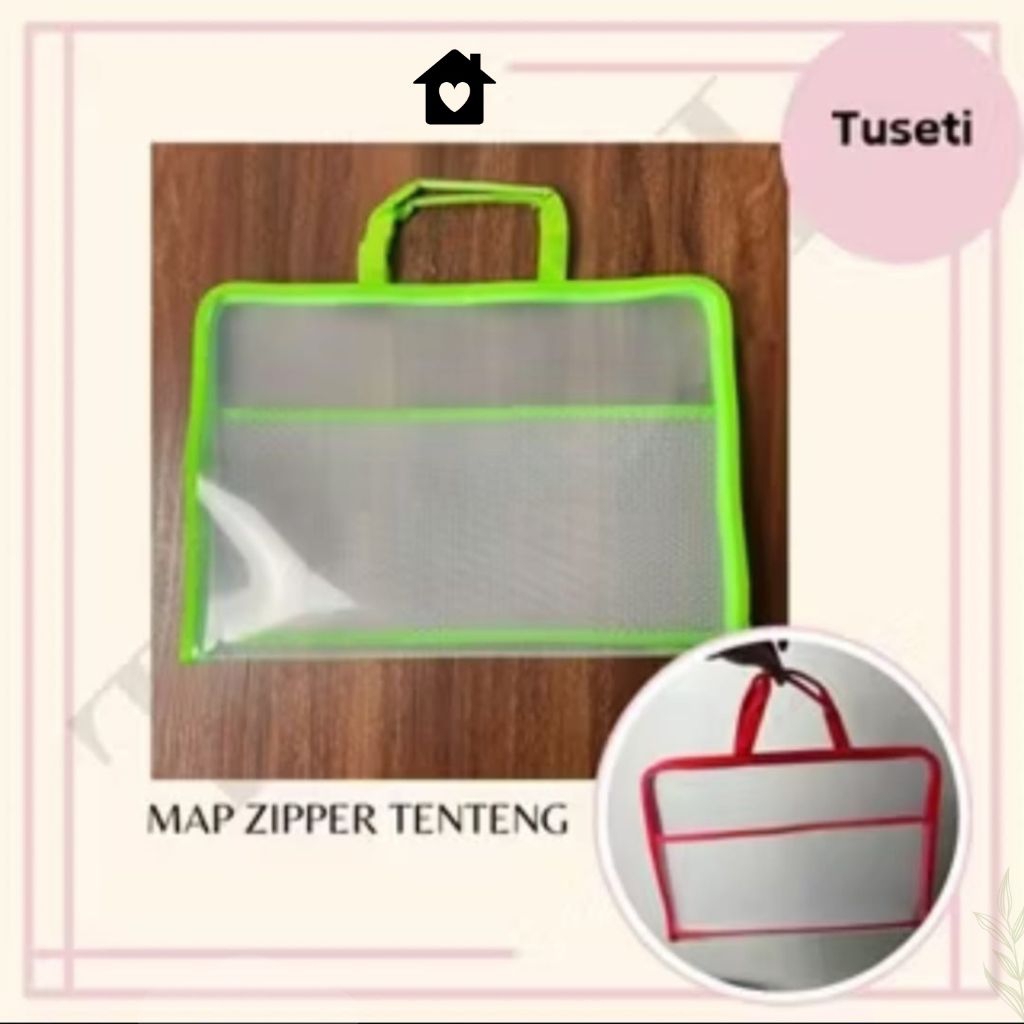 

Map Zipper tenteng tas resleting plastik dengan gagang