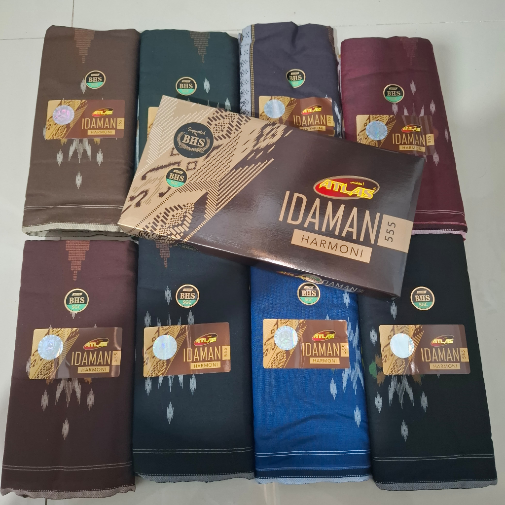 Sarung ATLAS Idaman Harmoni 555 Motif BHS Varian Warna Gold Nyaman Rayon