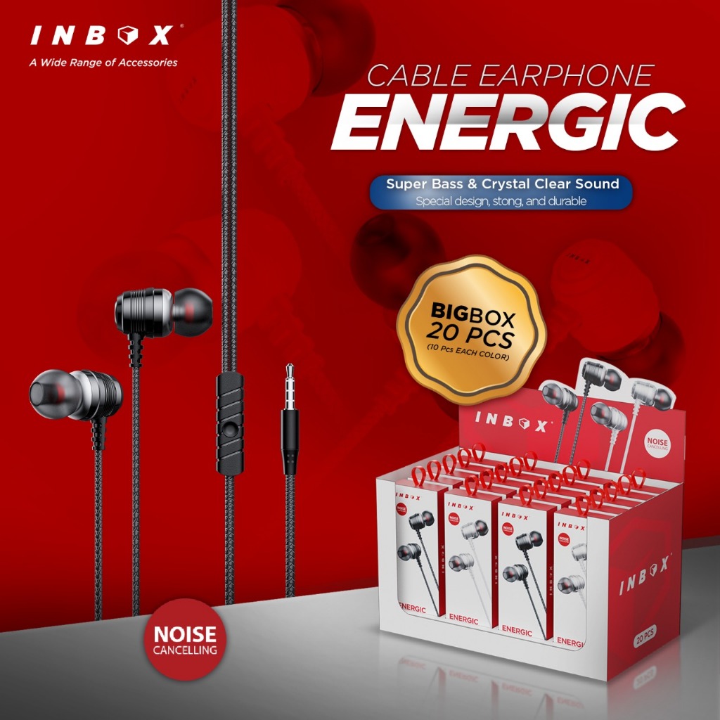 INBOX EARPHONE CABLE ENERGIC 1 BOX (20 PCS)