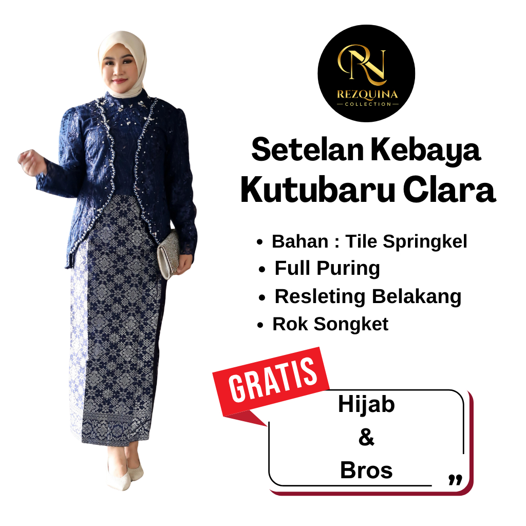 Set Kebaya Clara Rok Songket Free Hijab dan Bros // Kebaya Songket Modern // Kebaya Wisuda // Kebaya