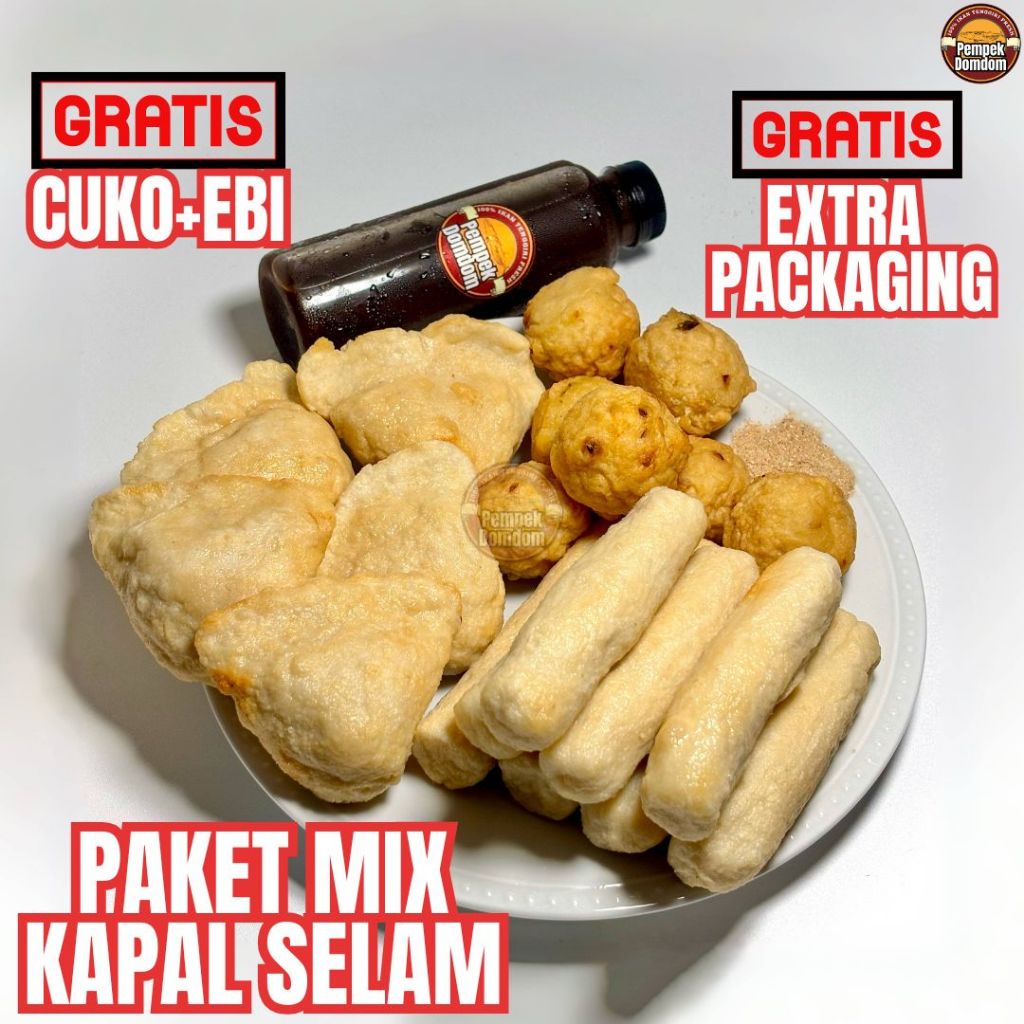 

Pempek Mix Kapal Selam Frozen 100% Ikan Tenggiri Asli | Pempek Palembang Asli | Empek Empek Palembang Frozen